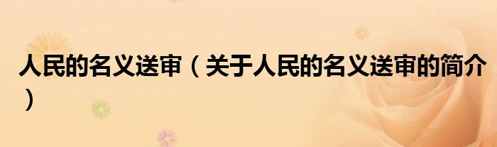 人民的名義送審（關(guān)于人民的名義送審的簡(jiǎn)介）