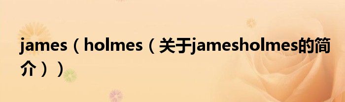 james（holmes（關(guān)于jamesholmes的簡(jiǎn)介））