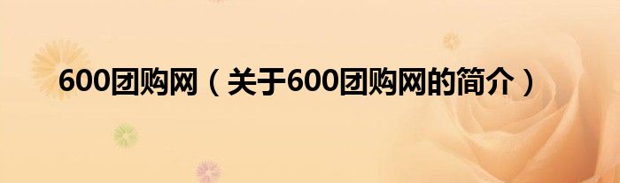 600團購網(wǎng)（關(guān)于600團購網(wǎng)的簡介）