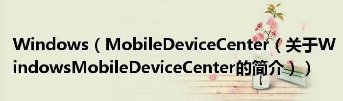 Windows（MobileDeviceCenter（關(guān)于WindowsMobileDeviceCenter的簡(jiǎn)介））