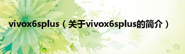 vivox6splus（關(guān)于vivox6splus的簡介）