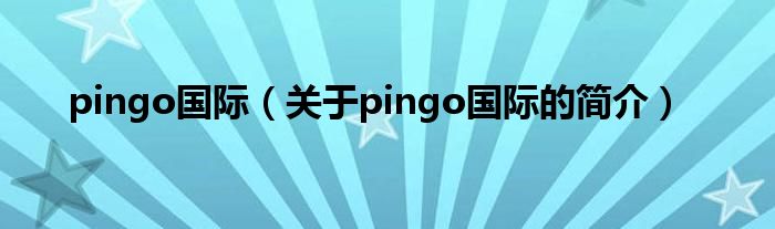 pingo國(guó)際（關(guān)于pingo國(guó)際的簡(jiǎn)介）