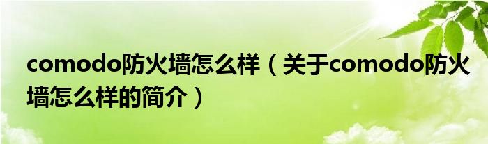 comodo防火墻怎么樣（關(guān)于comodo防火墻怎么樣的簡(jiǎn)介）