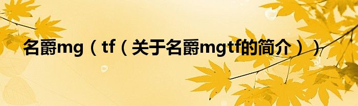 名爵mg（tf（關(guān)于名爵mgtf的簡介））