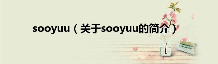 sooyuu（關于sooyuu的簡介）