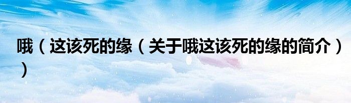 哦（這該死的緣（關(guān)于哦這該死的緣的簡(jiǎn)介））