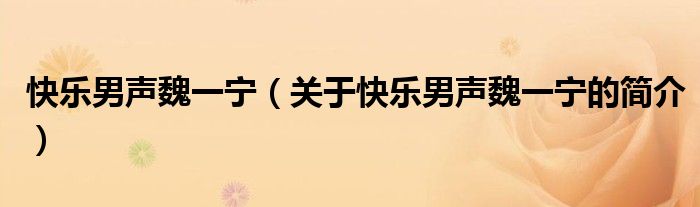 快樂男聲魏一寧（關(guān)于快樂男聲魏一寧的簡(jiǎn)介）