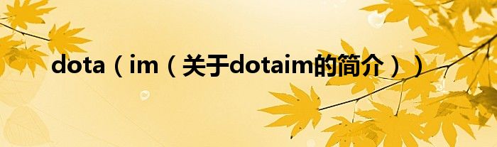 dota（im（關(guān)于dotaim的簡(jiǎn)介））