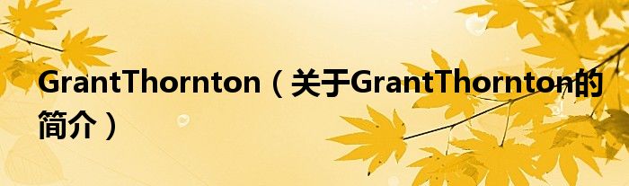 GrantThornton（關于GrantThornton的簡介）