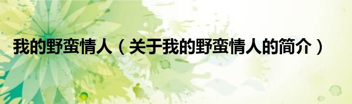 我的野蠻情人（關(guān)于我的野蠻情人的簡(jiǎn)介）