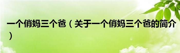 一個(gè)俏媽三個(gè)爸（關(guān)于一個(gè)俏媽三個(gè)爸的簡(jiǎn)介）