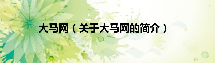 大馬網(wǎng)（關(guān)于大馬網(wǎng)的簡(jiǎn)介）