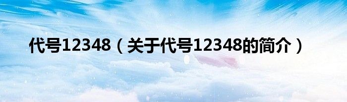 代號12348（關(guān)于代號12348的簡介）