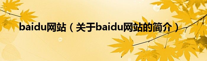 baidu網(wǎng)站（關(guān)于baidu網(wǎng)站的簡(jiǎn)介）