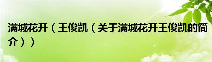 滿城花開（王俊凱（關(guān)于滿城花開王俊凱的簡介））