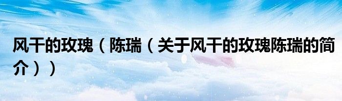 風干的玫瑰（陳瑞（關(guān)于風干的玫瑰陳瑞的簡介））