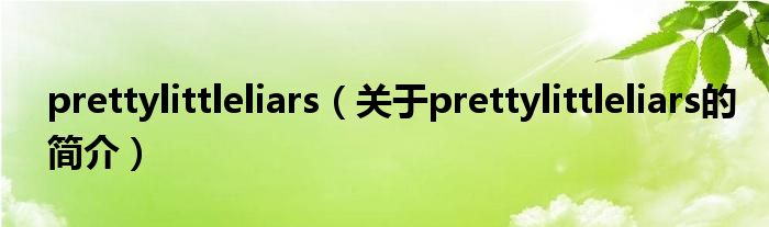 prettylittleliars（關(guān)于prettylittleliars的簡(jiǎn)介）