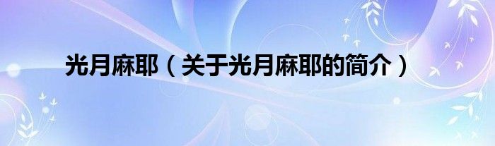 光月麻耶（關(guān)于光月麻耶的簡介）