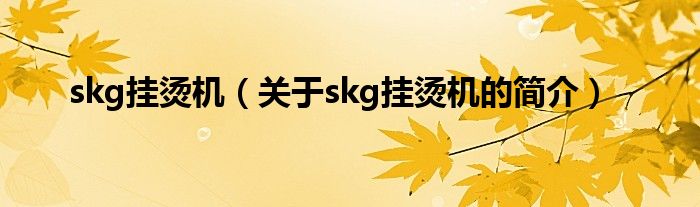 skg掛燙機（關(guān)于skg掛燙機的簡介）