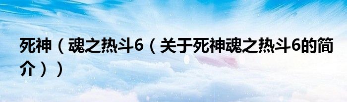 死神（魂之熱斗6（關(guān)于死神魂之熱斗6的簡(jiǎn)介））