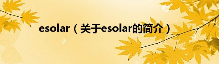 esolar（關(guān)于esolar的簡(jiǎn)介）