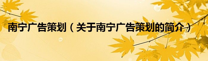 南寧廣告策劃（關(guān)于南寧廣告策劃的簡(jiǎn)介）