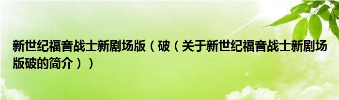 新世紀(jì)福音戰(zhàn)士新劇場(chǎng)版（破（關(guān)于新世紀(jì)福音戰(zhàn)士新劇場(chǎng)版破的簡(jiǎn)介））