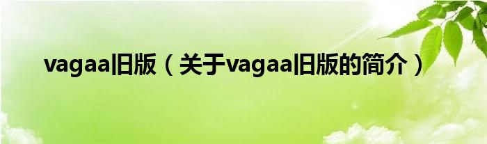 vagaa舊版（關(guān)于vagaa舊版的簡(jiǎn)介）