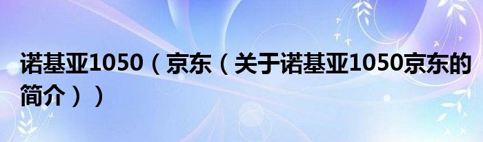 諾基亞1050（京東（關于諾基亞1050京東的簡介））