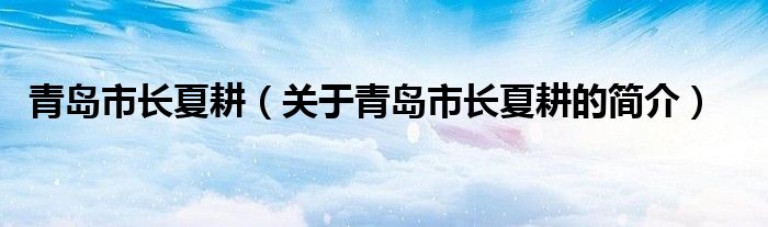 青島市長夏耕（關(guān)于青島市長夏耕的簡介）