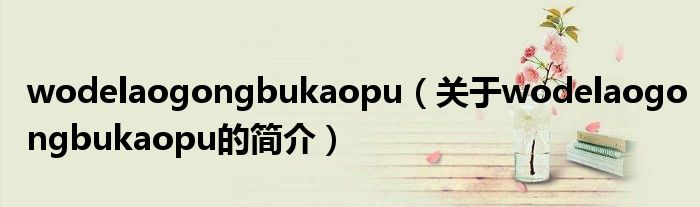 wodelaogongbukaopu（關(guān)于wodelaogongbukaopu的簡(jiǎn)介）