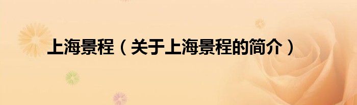 上海景程（關(guān)于上海景程的簡(jiǎn)介）