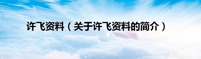 許飛資料（關(guān)于許飛資料的簡(jiǎn)介）