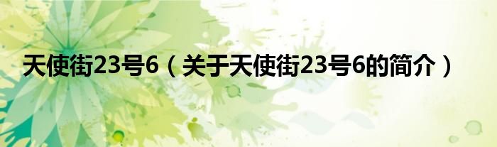 天使街23號(hào)6（關(guān)于天使街23號(hào)6的簡(jiǎn)介）