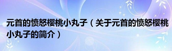 元首的憤怒櫻桃小丸子（關(guān)于元首的憤怒櫻桃小丸子的簡介）