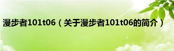 漫步者101t06（關于漫步者101t06的簡介）