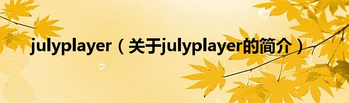 julyplayer（關(guān)于julyplayer的簡介）