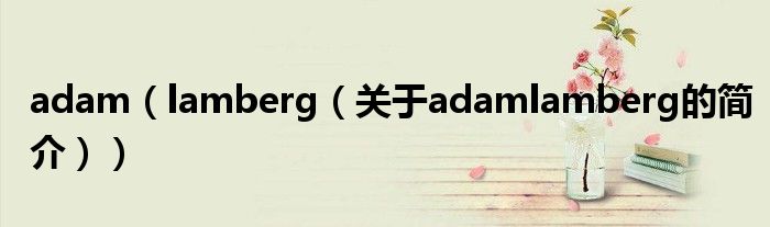 adam（lamberg（關(guān)于adamlamberg的簡(jiǎn)介））