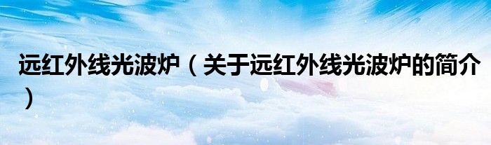 遠紅外線光波爐（關(guān)于遠紅外線光波爐的簡介）