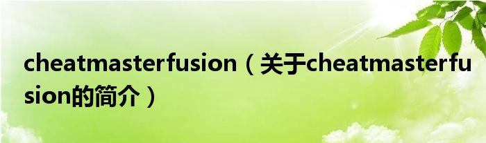 cheatmasterfusion（關(guān)于cheatmasterfusion的簡介）