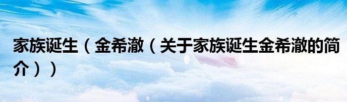 家族誕生（金希澈（關于家族誕生金希澈的簡介））