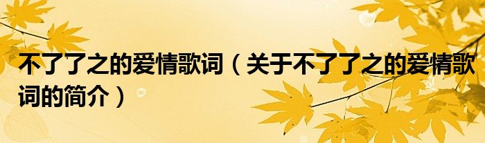 不了了之的愛情歌詞（關(guān)于不了了之的愛情歌詞的簡(jiǎn)介）