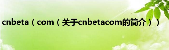 cnbeta（com（關(guān)于cnbetacom的簡(jiǎn)介））