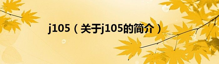 j105（關(guān)于j105的簡(jiǎn)介）