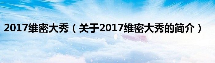 2017維密大秀（關于2017維密大秀的簡介）