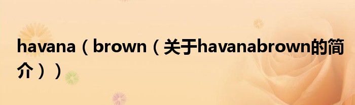 havana（brown（關(guān)于havanabrown的簡介））