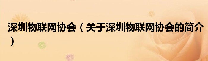 深圳物聯(lián)網(wǎng)協(xié)會(huì)（關(guān)于深圳物聯(lián)網(wǎng)協(xié)會(huì)的簡(jiǎn)介）