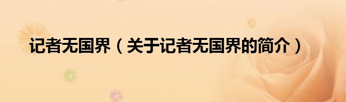 記者無(wú)國(guó)界（關(guān)于記者無(wú)國(guó)界的簡(jiǎn)介）