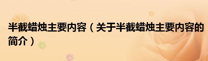 半截蠟燭主要內(nèi)容（關(guān)于半截蠟燭主要內(nèi)容的簡介）