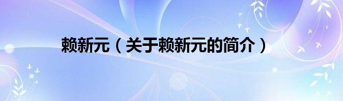 賴新元（關(guān)于賴新元的簡(jiǎn)介）